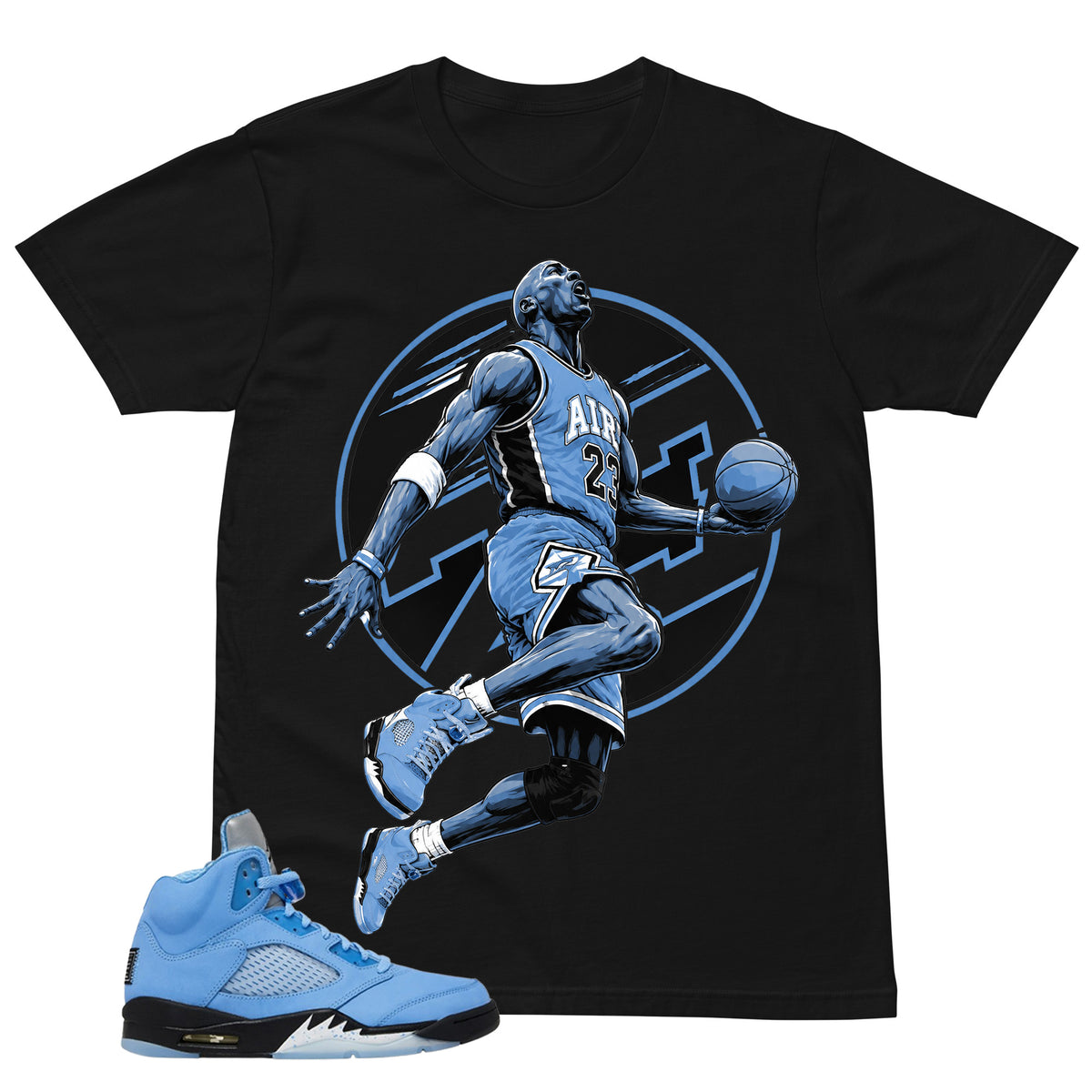 Graphic Tee MJ 23 Shirt - to Matching Air Jordan 5 UNC | Zadago
