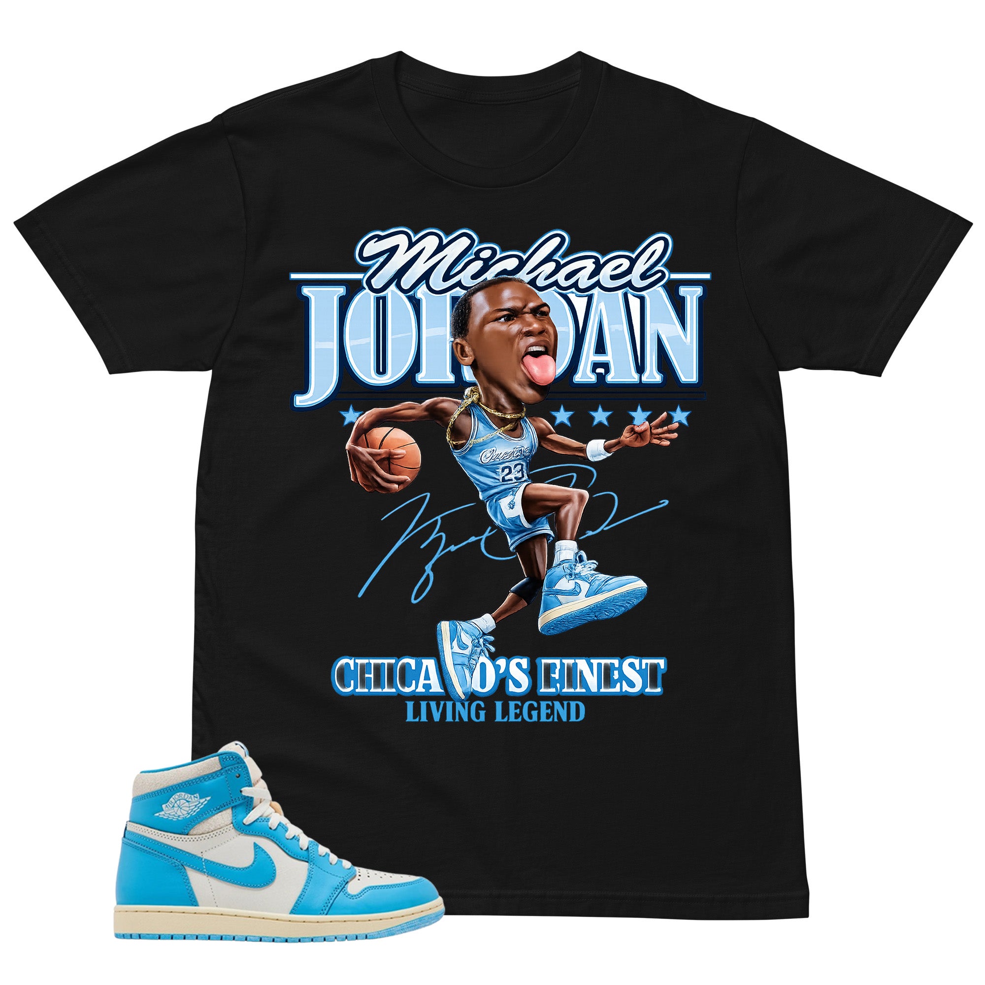 Graphic Tee MJ Living Legend Shirt - to Matching Air Jordan 1 UNC Reimagined | Zadago