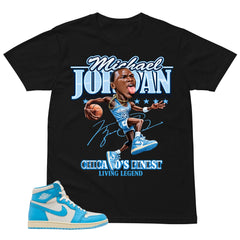 Graphic Tee MJ Living Legend Shirt - to Matching Air Jordan 1 UNC Reimagined | Zadago