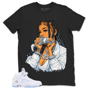 Graphic Tee Money Girl Shirt - to Matching Air Jordan 5 White Metallic | Zadago