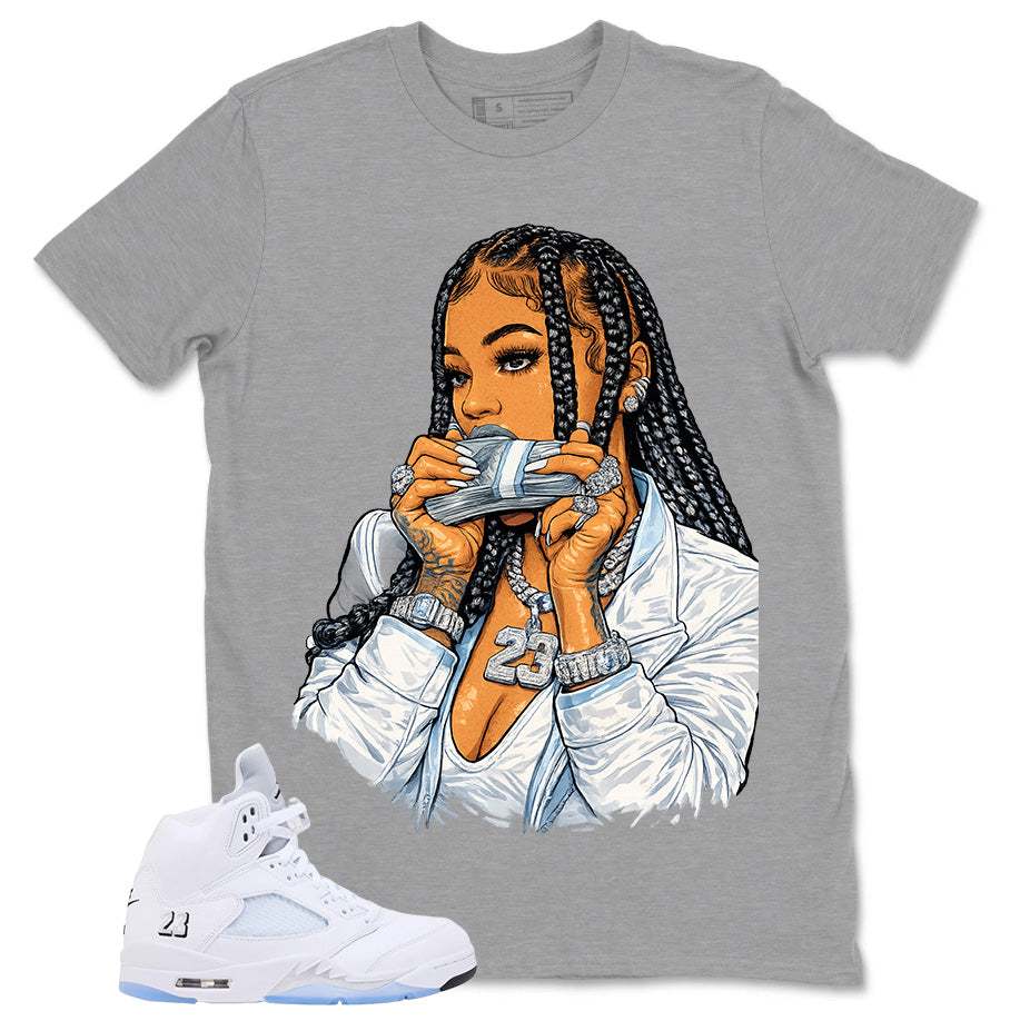 Graphic Tee Money Girl Shirt - to Matching Air Jordan 5 White Metallic | Zadago