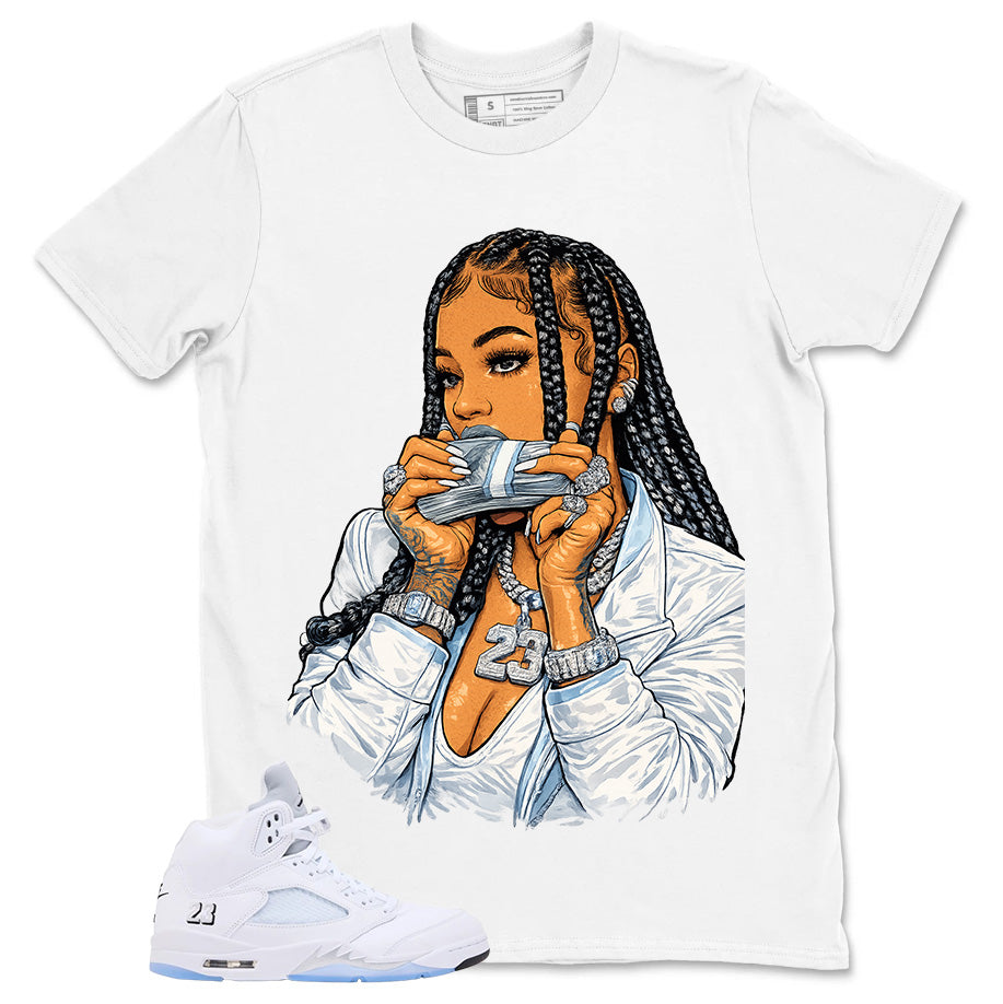 Graphic Tee Money Girl Shirt - to Matching Air Jordan 5 White Metallic | Zadago