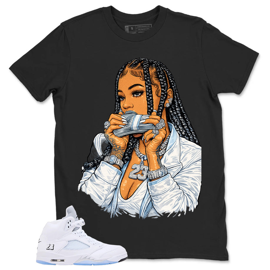 Graphic Tee Money Girl Shirt - to Matching Air Jordan 5 White Metallic | Zadago