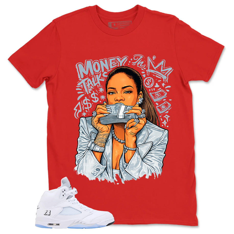 Graphic Tee Money Talk Shirt - to Matching Air Jordan 5 White Metallic | Zadago