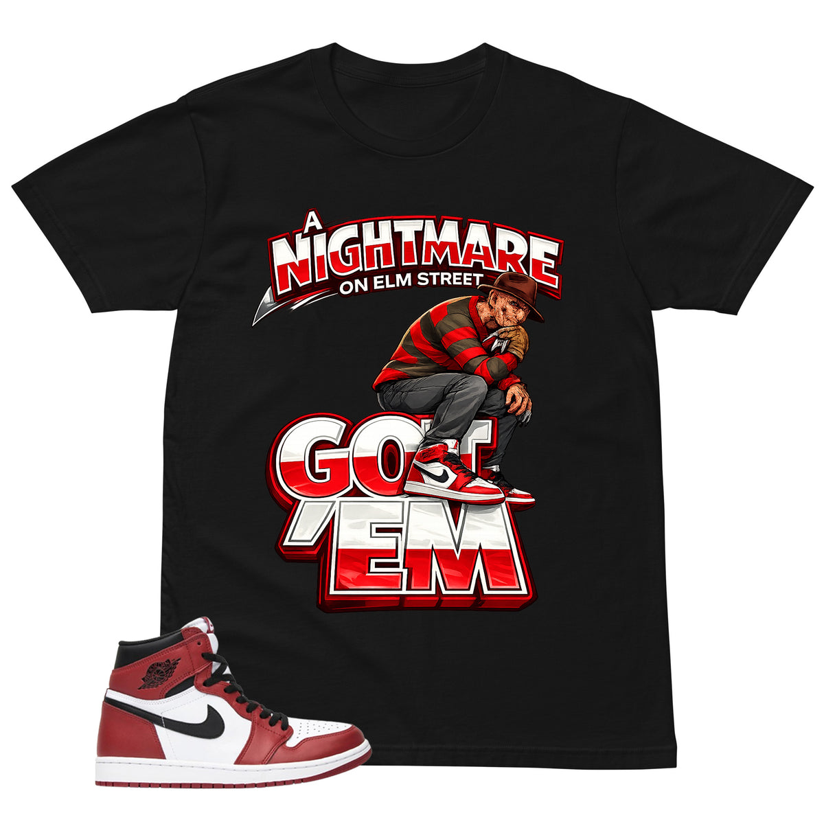 Graphic Tee Nightmare On Elm Street Shirt - to Matching Air Jordan 1 Chicago | Zadago