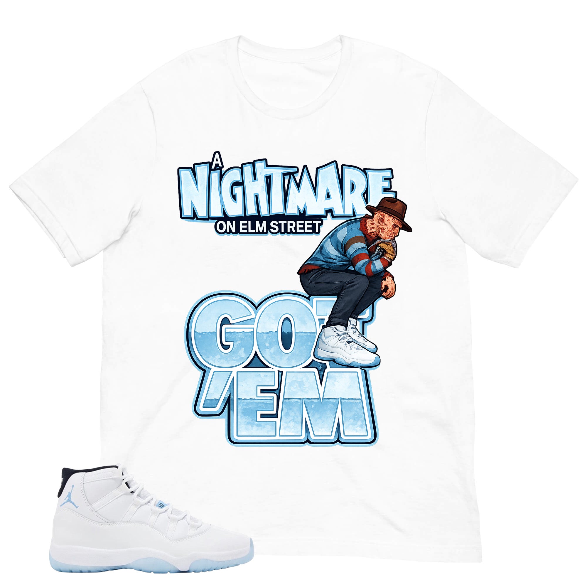 Graphic Tee Nightmare On Elm Street Shirt - to Matching Air Jordan 11 Legend Blue | Zadago