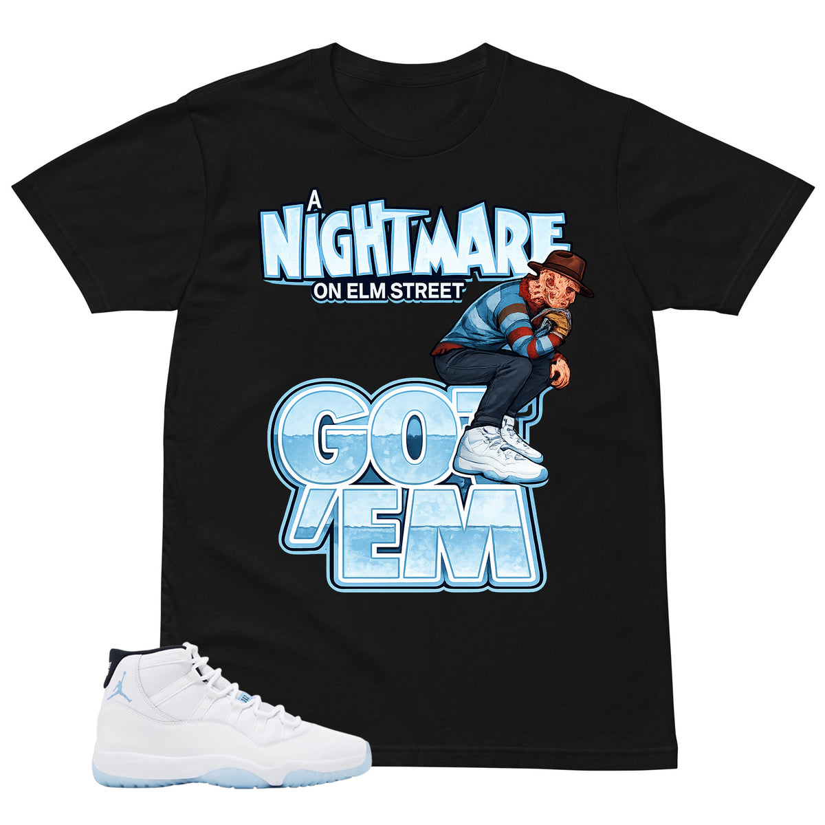 Graphic Tee Nightmare On Elm Street Shirt - to Matching Air Jordan 11 Legend Blue | Zadago