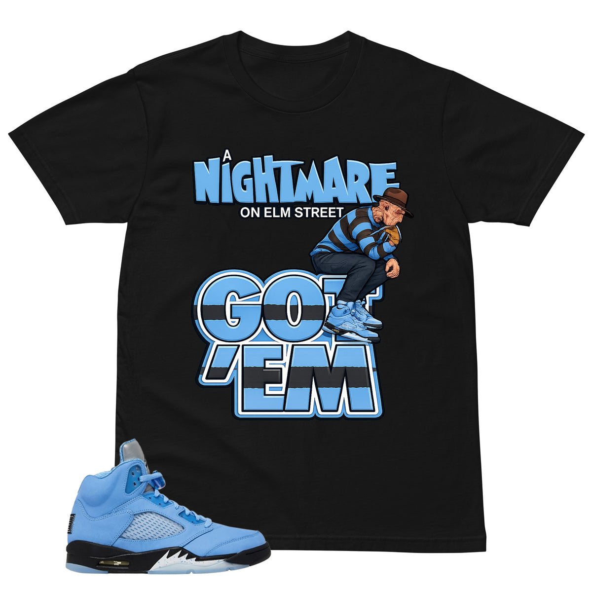 Graphic Tee Nightmare On Elm Street Shirt - to Matching Air Jordan 5 UNC | Zadago