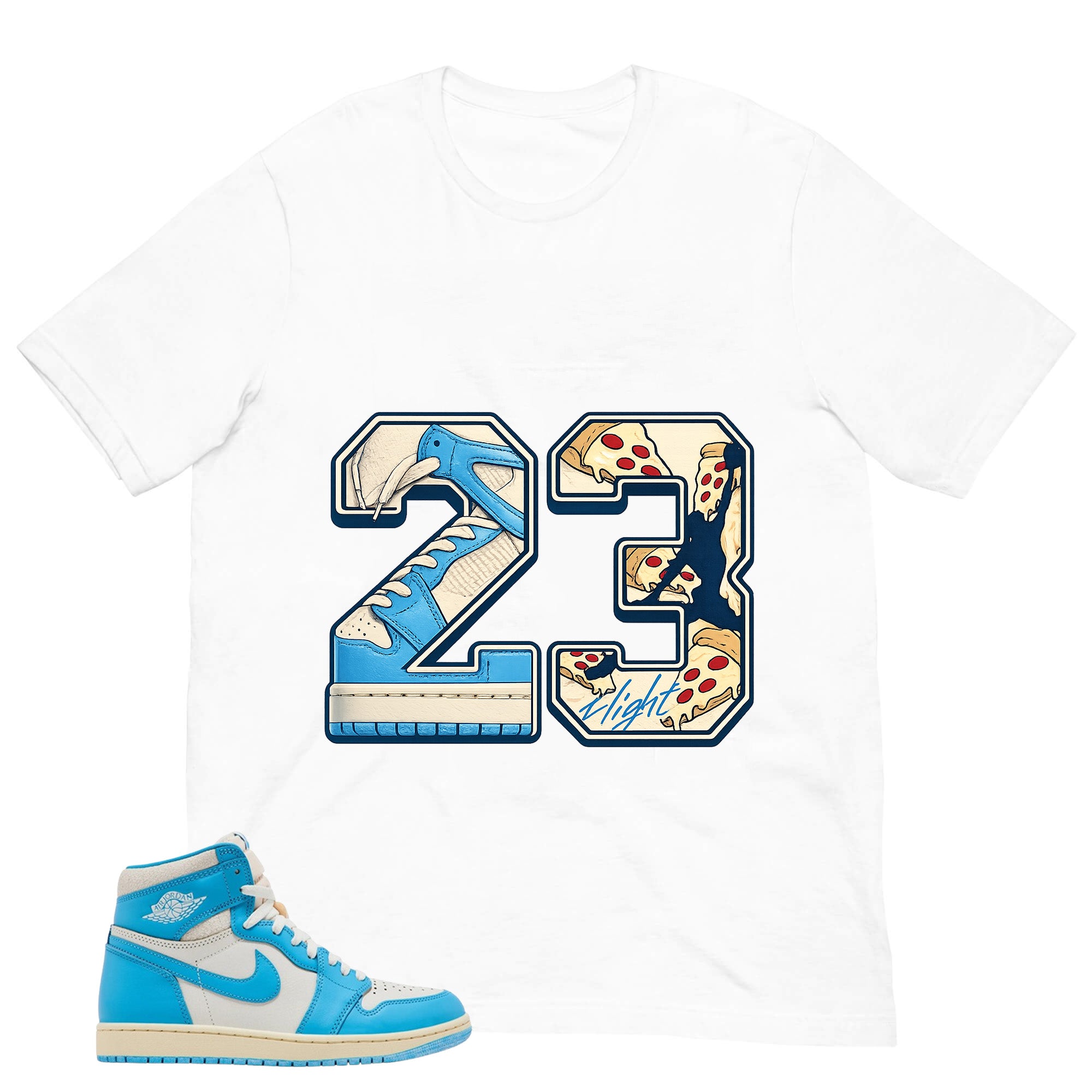 Graphic Tee Number 23 Legend Shirt - to Matching Air Jordan 1 UNC Reimagined | Zadago