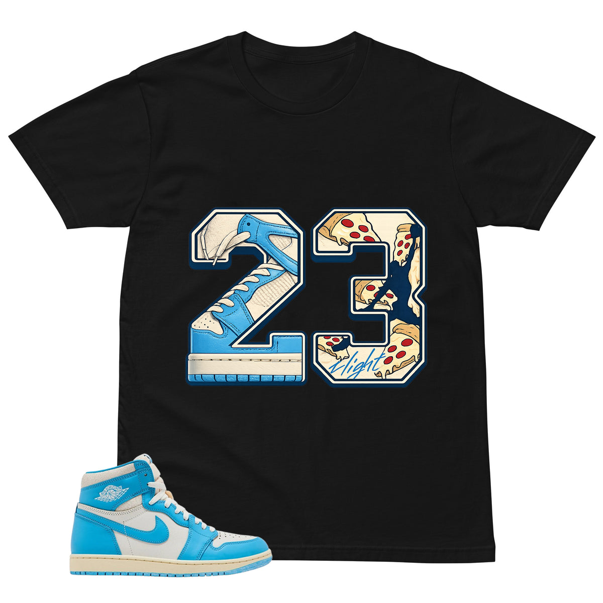 Graphic Tee Number 23 Legend Shirt - to Matching Air Jordan 1 UNC Reimagined | Zadago