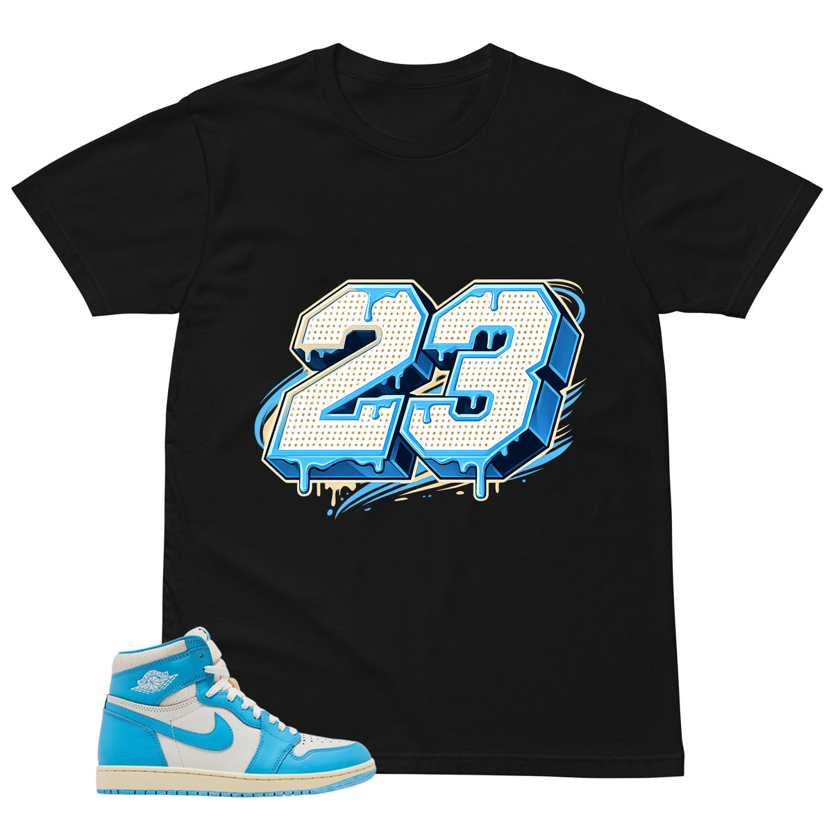 Graphic Tee Number 23 Shirt - to Matching Air Jordan 1 UNC Reimagined | Zadago
