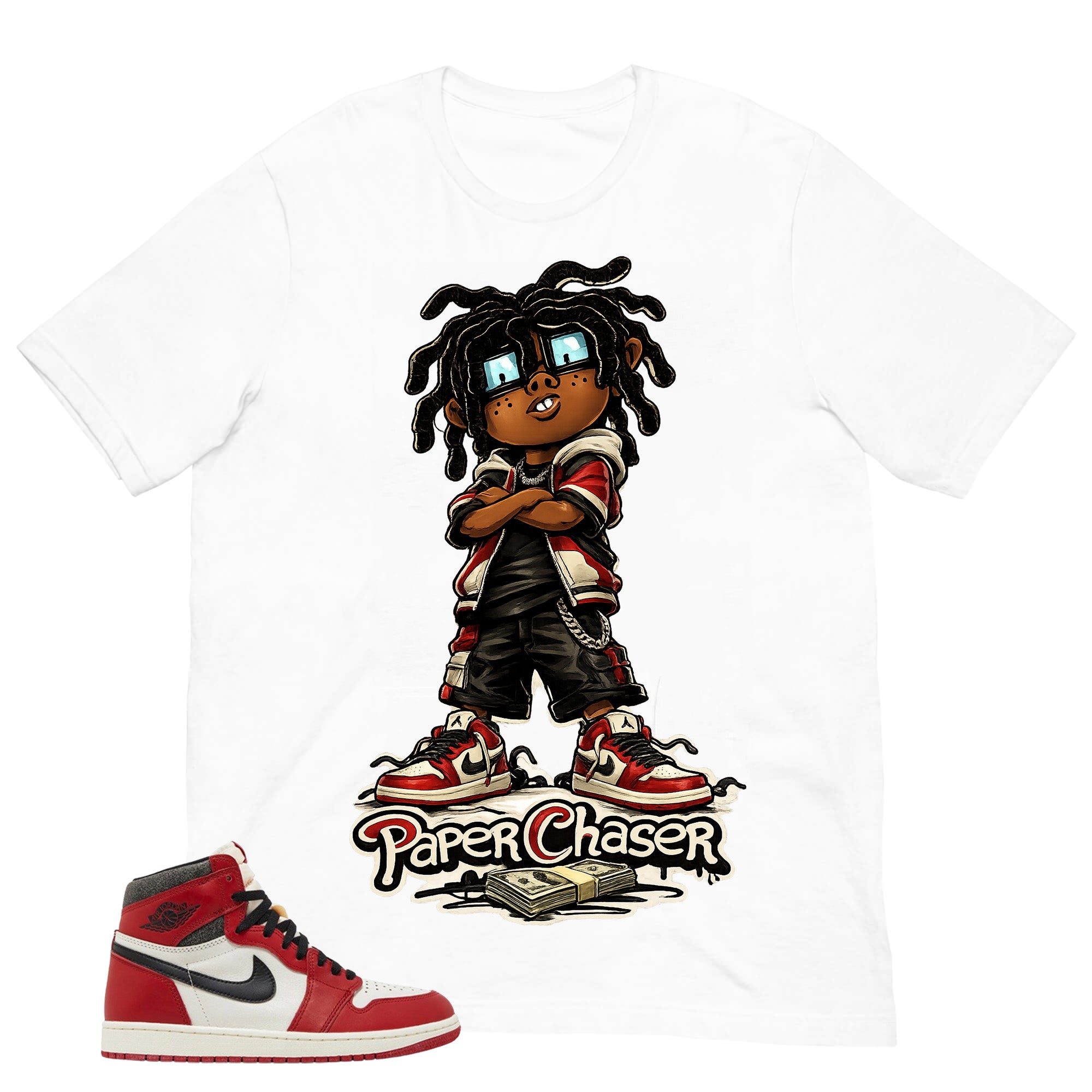 Graphic Tee Paper Chaser Shirt - to Matching Air Jordan 1 Chicago Lost & Found | Zadago