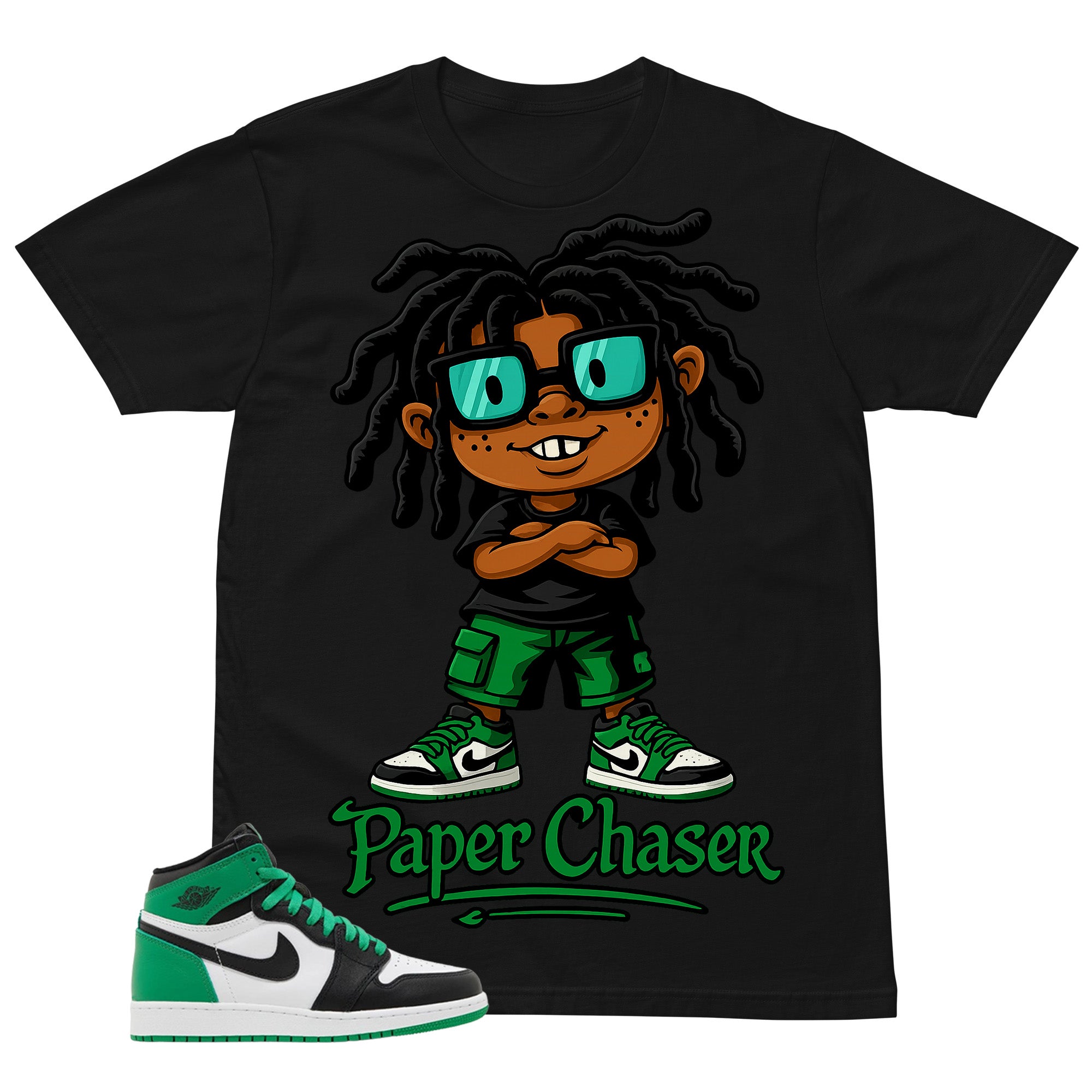 Graphic Tee Paper Chaser Shirt - to Matching Air Jordan 1 Lucky Green | Zadago