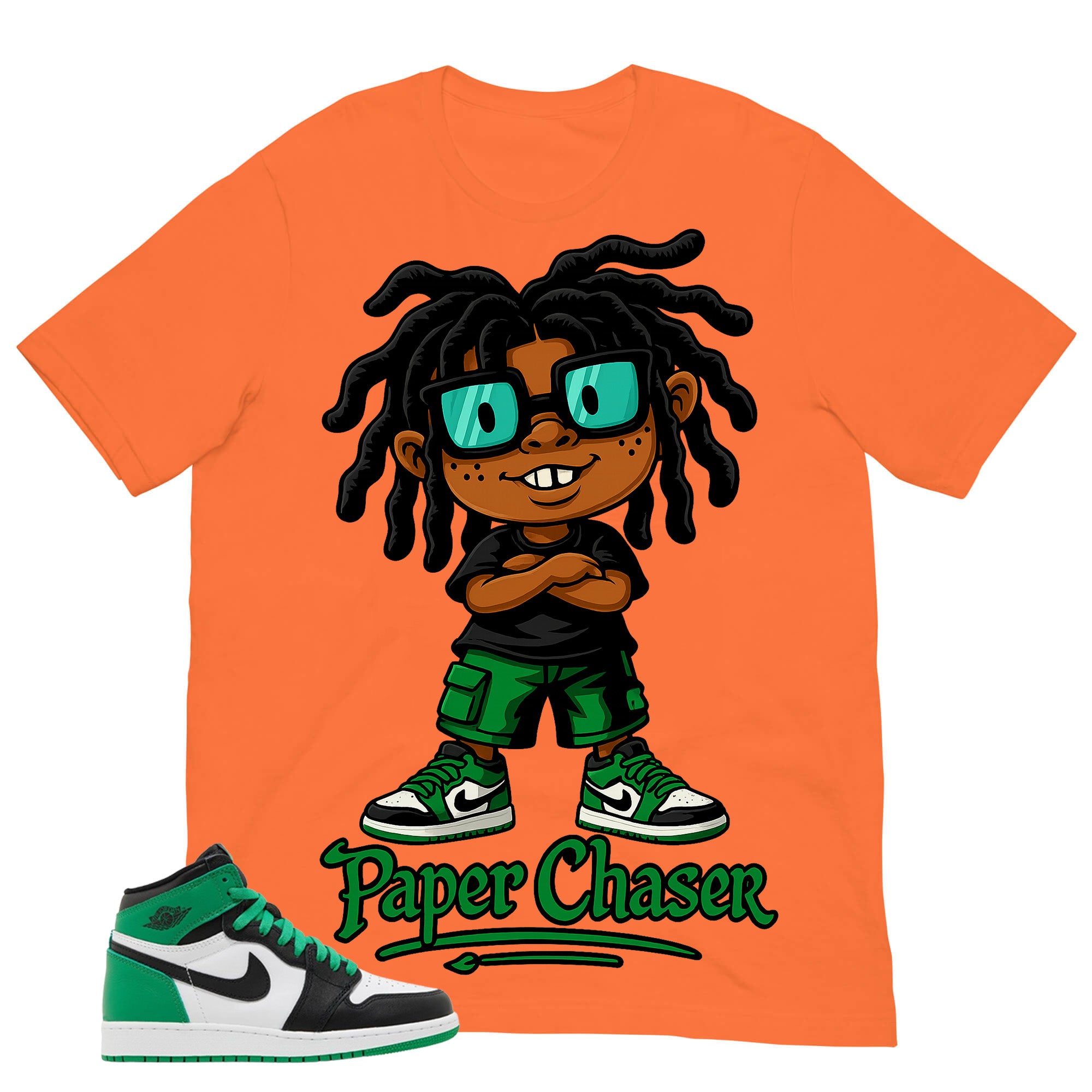 Graphic Tee Paper Chaser Shirt - to Matching Air Jordan 1 Lucky Green | Zadago