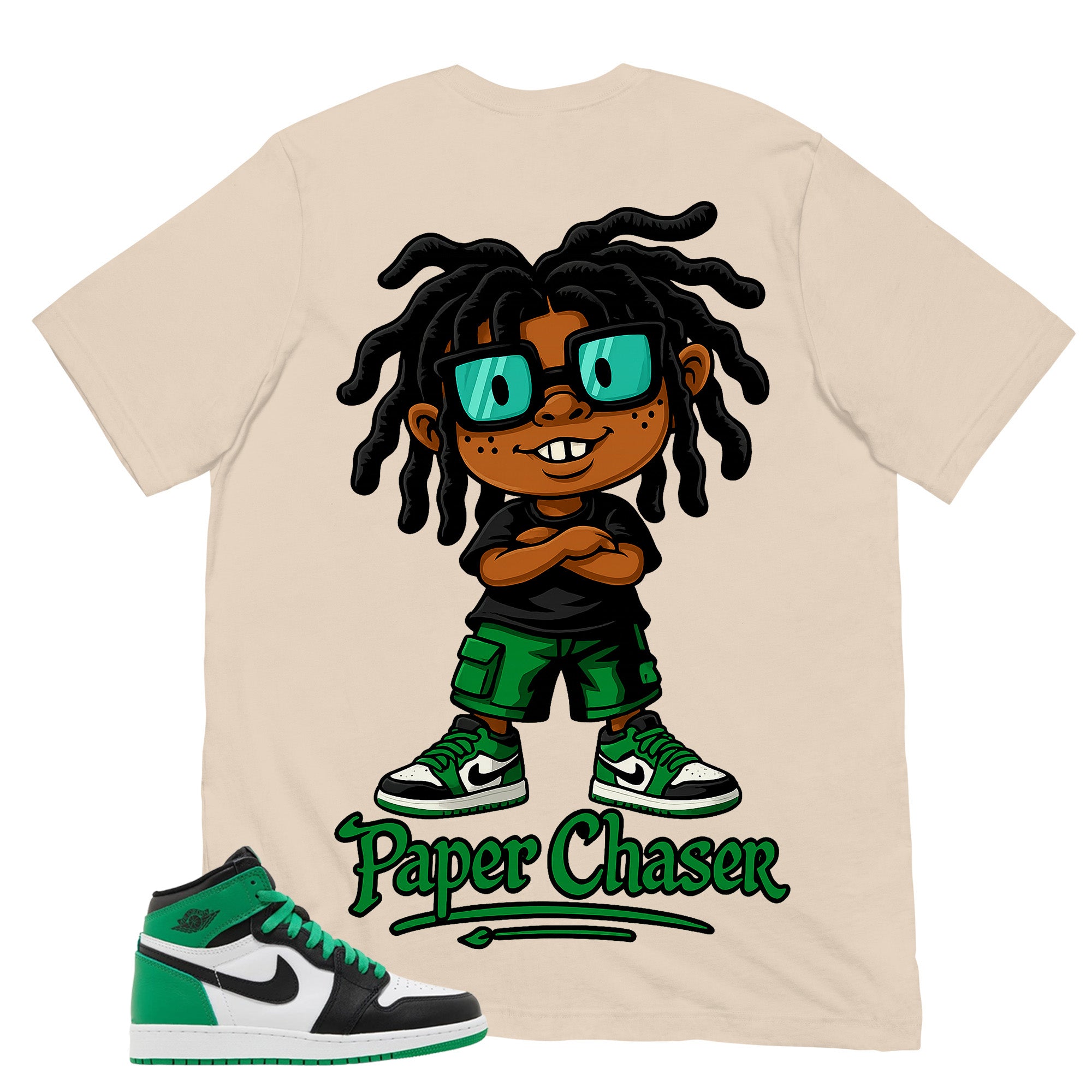 Graphic Tee Paper Chaser Shirt - to Matching Air Jordan 1 Lucky Green | Zadago