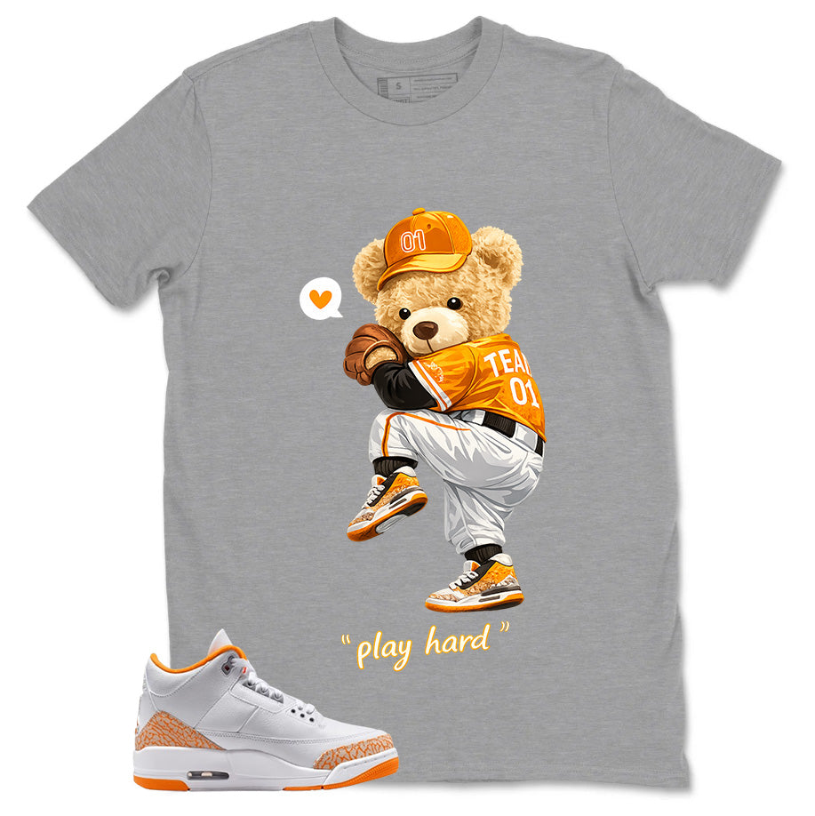 Graphic Tee Play Hard Baseball Shirt - to Matching Air Jordan 3 Orange Citrus | Zadago