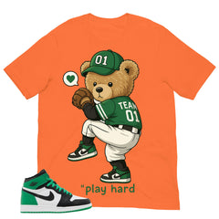 Graphic Tee Play Hard Bear Shirt - to Matching Air Jordan 1 Lucky Green | Zadago