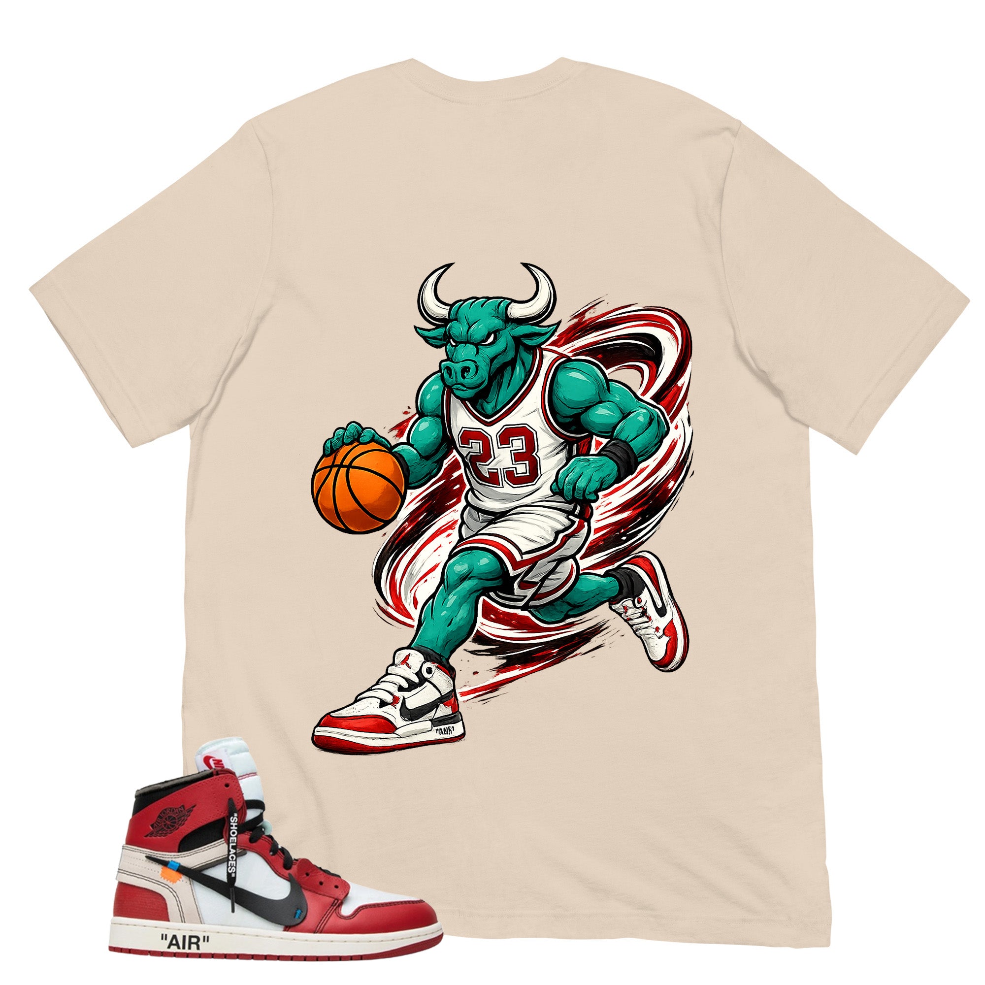 Graphic Tee Raging Bull | Matching  Off-White x Air Jordan 1 Chicago | Zadago