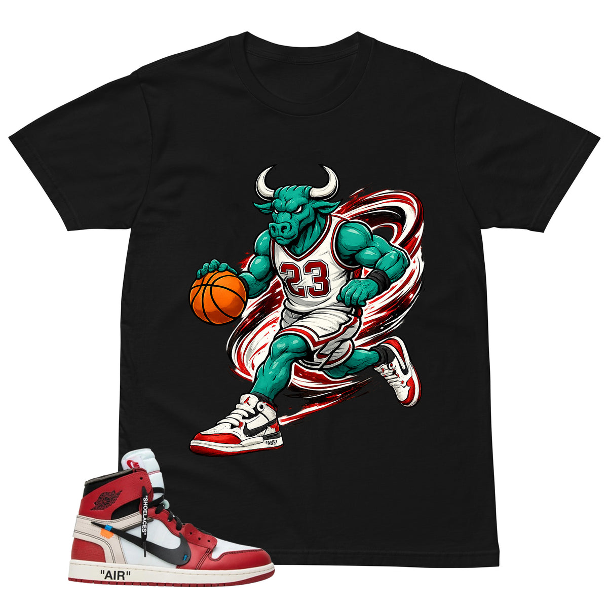 Graphic Tee Raging Bull | Matching  Off-White x Air Jordan 1 Chicago | Zadago