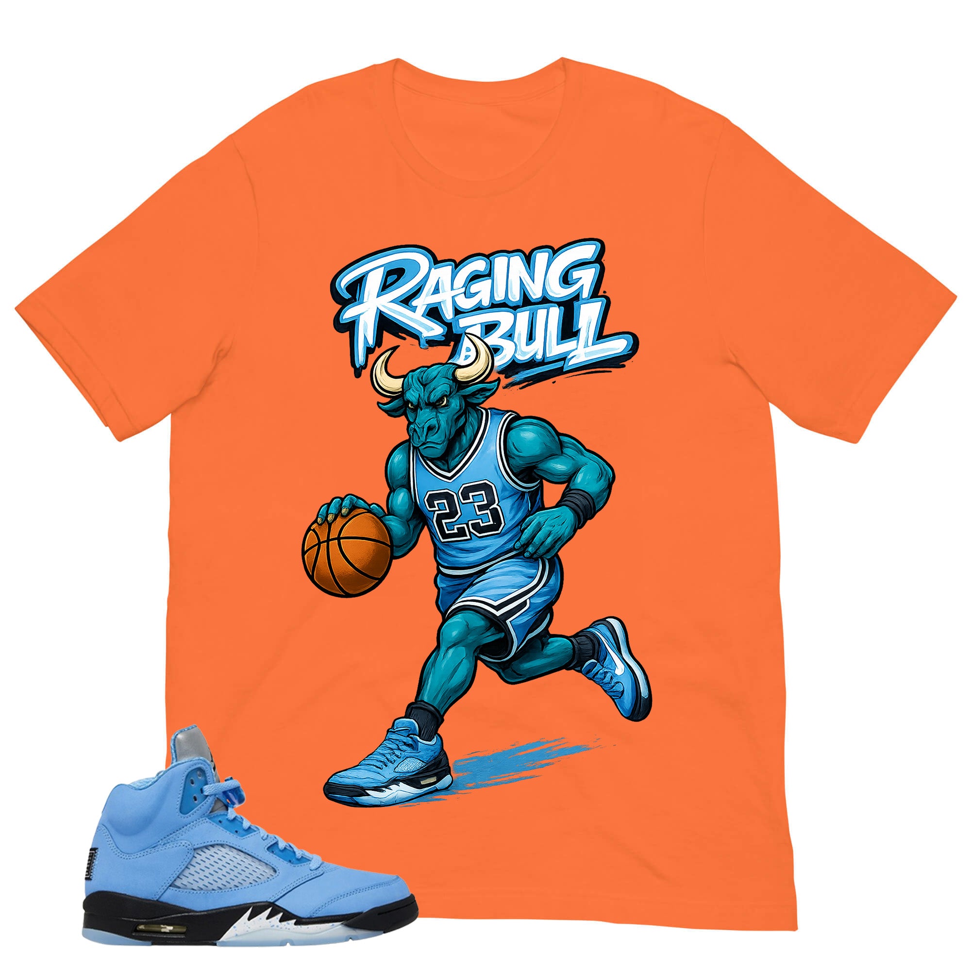 Graphic Tee Raging Bull Shirt - to Matching Air Jordan 5 UNC | Zadago