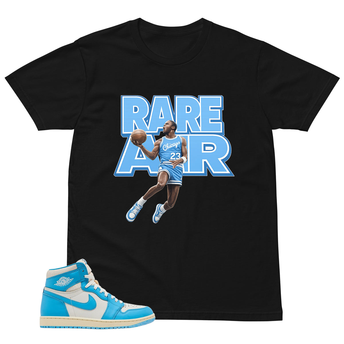 Graphic Tee Rare Air Shirt - to Matching Air Jordan 1 UNC Reimagined | Zadago