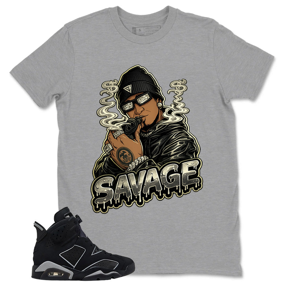Graphic Tee Savage Shirt - to Matching Air Jordan 6 Cap and Gown | Zadago