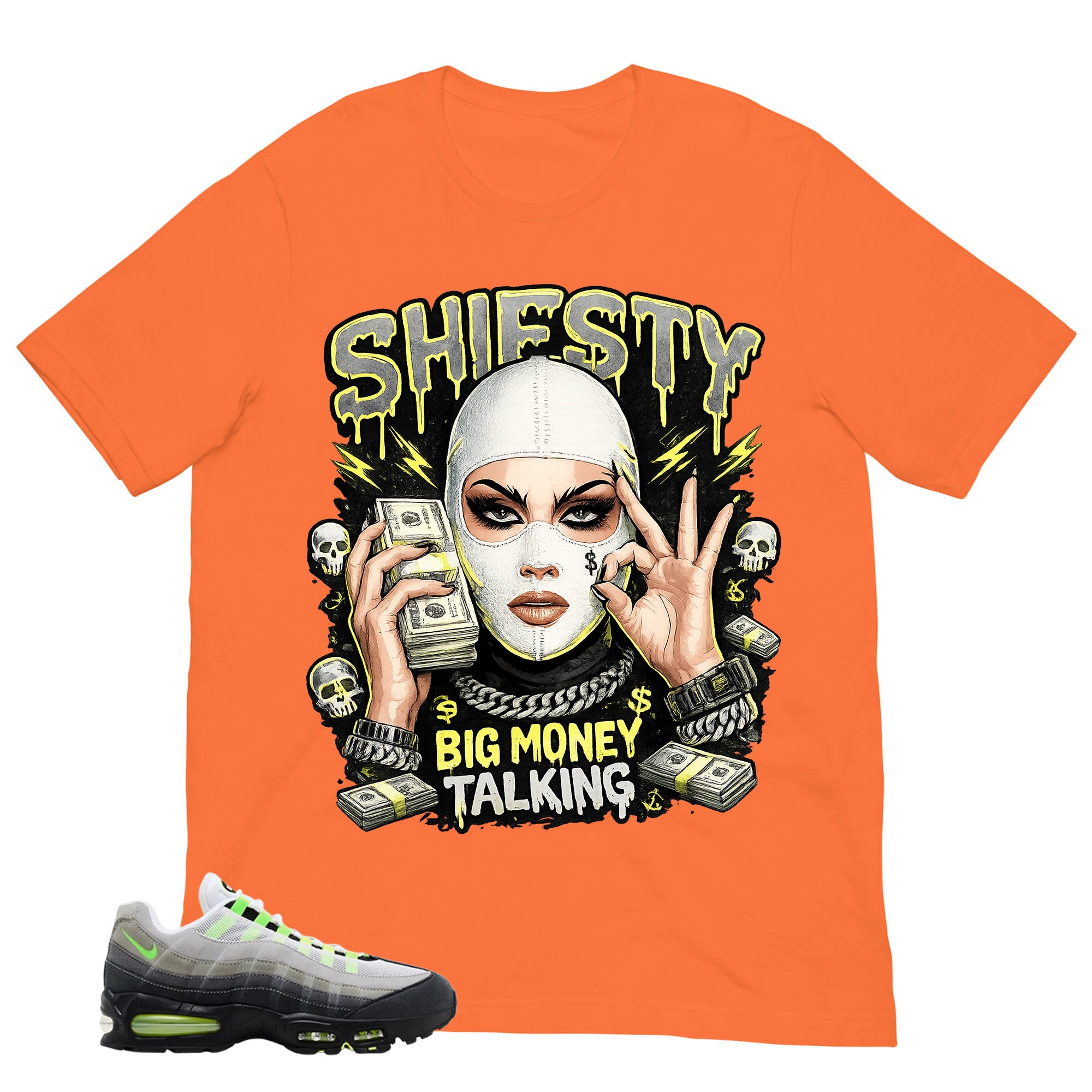 Graphic Tee Shiesty Big Money Talking Shirt - to Matching  Air Max 95 Neon | Zadago