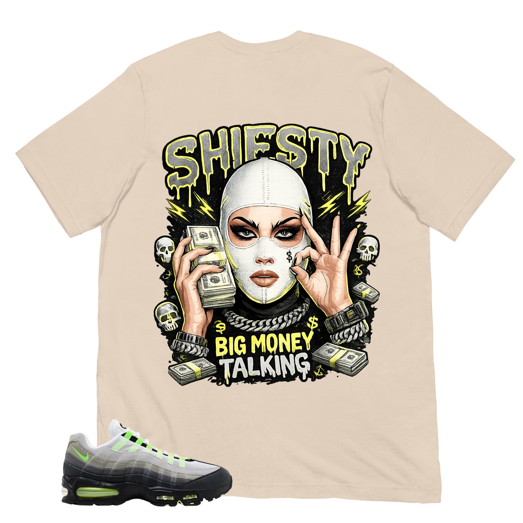 Graphic Tee Shiesty Big Money Talking Shirt - to Matching  Air Max 95 Neon | Zadago