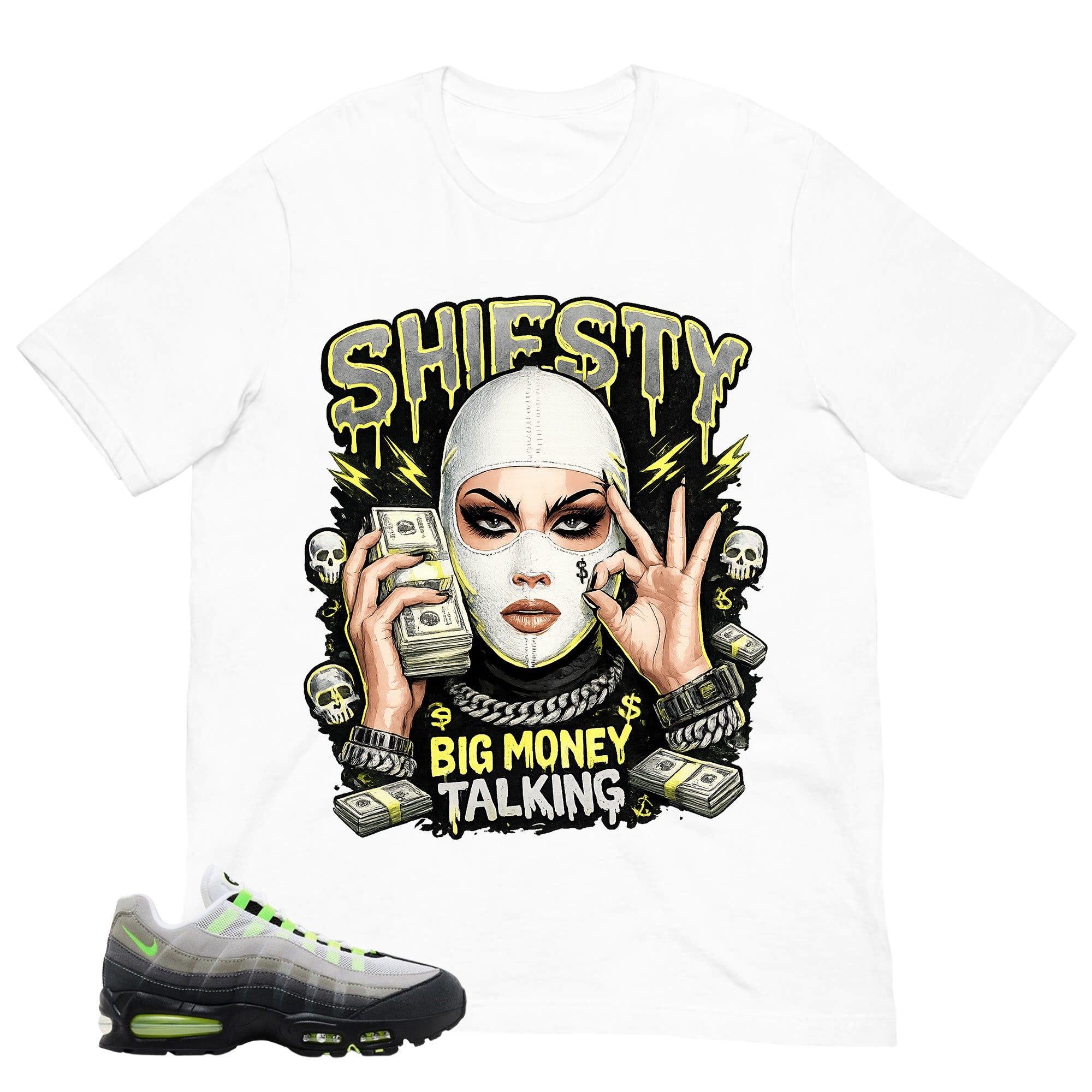 Graphic Tee Shiesty Big Money Talking Shirt - to Matching  Air Max 95 Neon | Zadago
