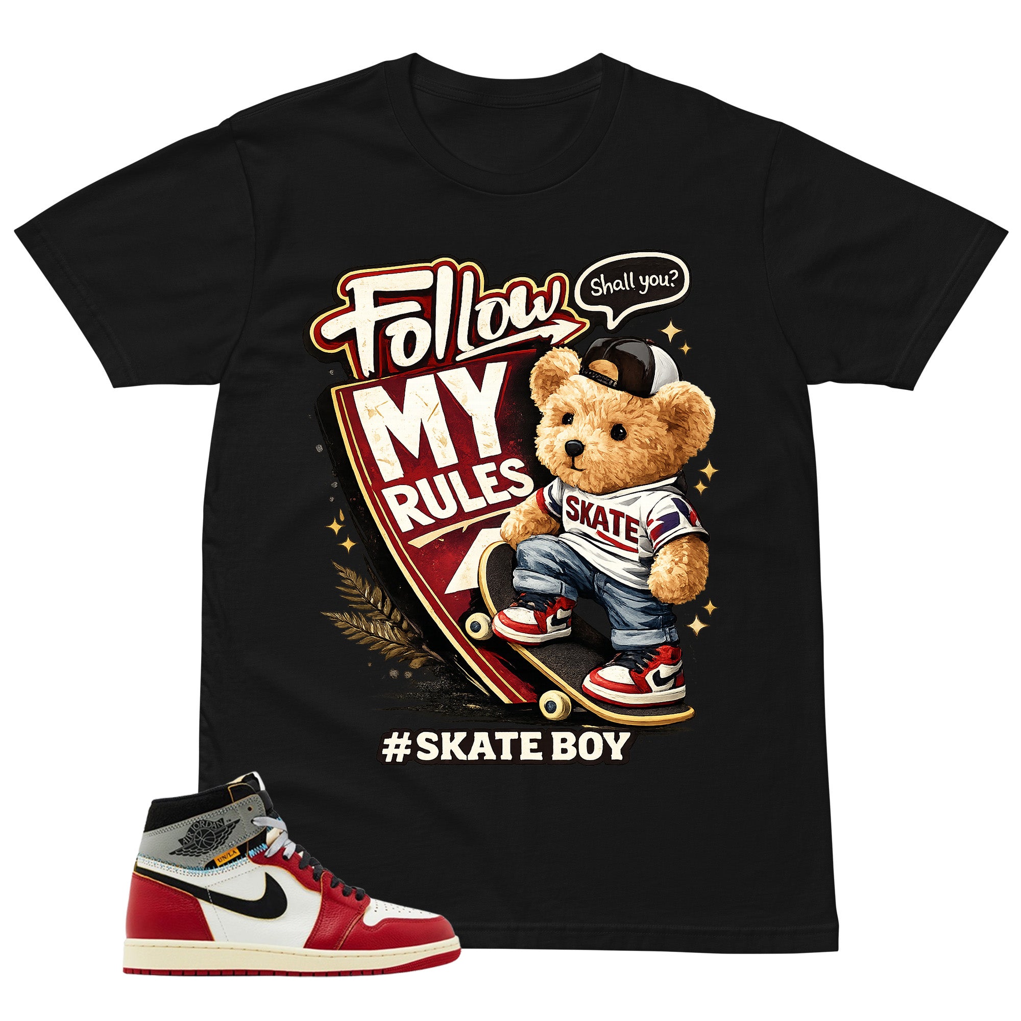 Graphic Tee Skate Boy | Matching Jordan 1 Union LA Chicago Shadow | Zadago