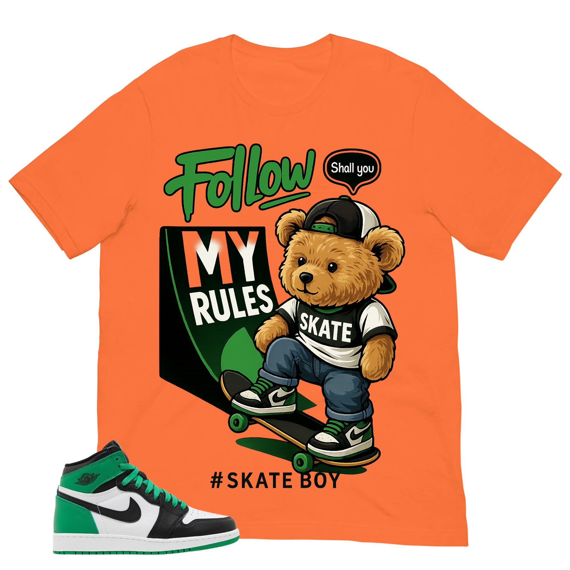 Graphic Tee Skate Boy Shirt - to Matching Air Jordan 1 Lucky Green | Zadago