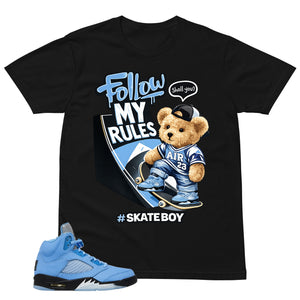 Graphic Tee Skate Boy Shirt - to Matching Air Jordan 5 UNC | Zadago