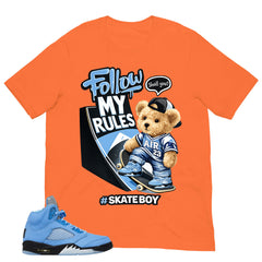 Graphic Tee Skate Boy Shirt - to Matching Air Jordan 5 UNC | Zadago
