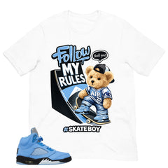 Graphic Tee Skate Boy Shirt - to Matching Air Jordan 5 UNC | Zadago