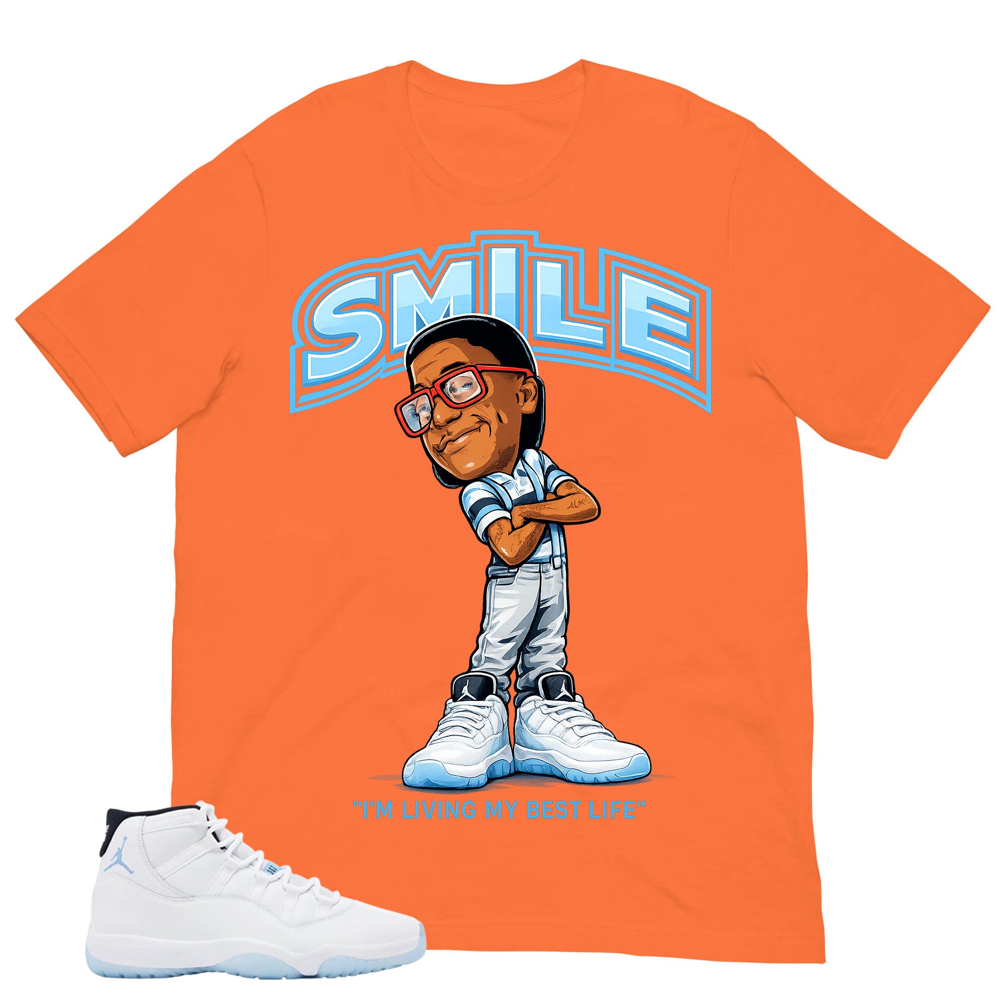 Graphic Tee Smile Living Best Life Shirt - to Matching Air Jordan 11 Legend Blue | Zadago