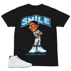 Graphic Tee Smile Living Best Life Shirt - to Matching Air Jordan 11 Legend Blue | Zadago