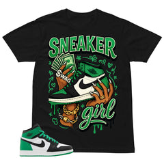 Graphic Tee Sneaker Girl Shirt - to Matching Air Jordan 1 Lucky Green | Zadago