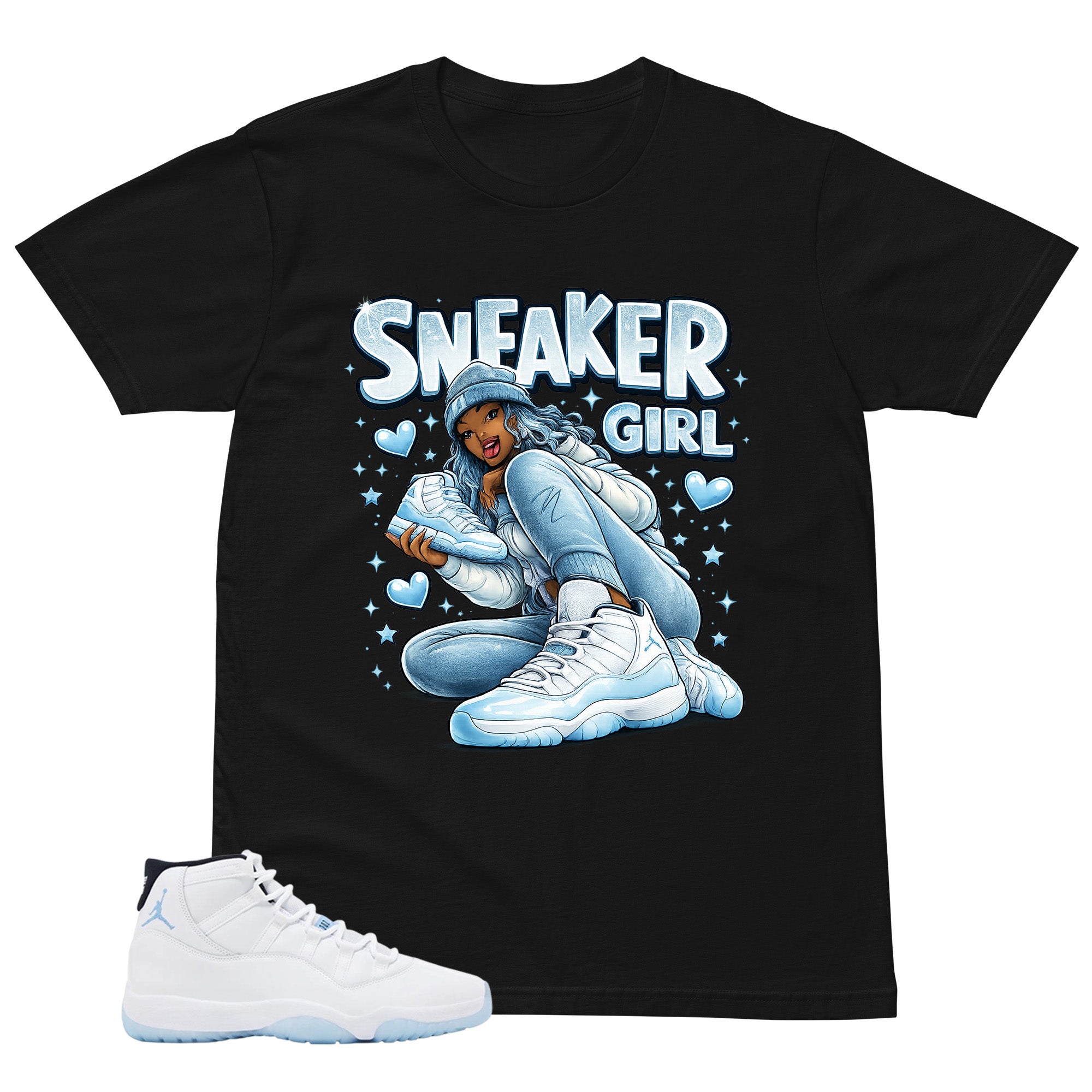 Graphic Tee Sneaker Girl Shirt - to Matching Air Jordan 11 Legend Blue | Zadago