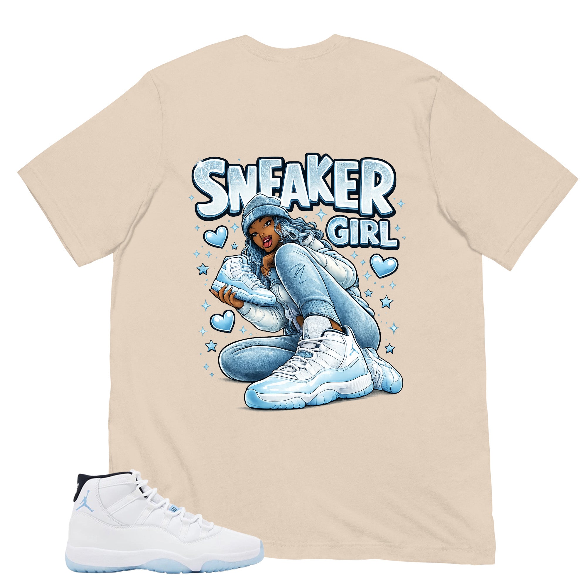 Graphic Tee Sneaker Girl Shirt - to Matching Air Jordan 11 Legend Blue | Zadago