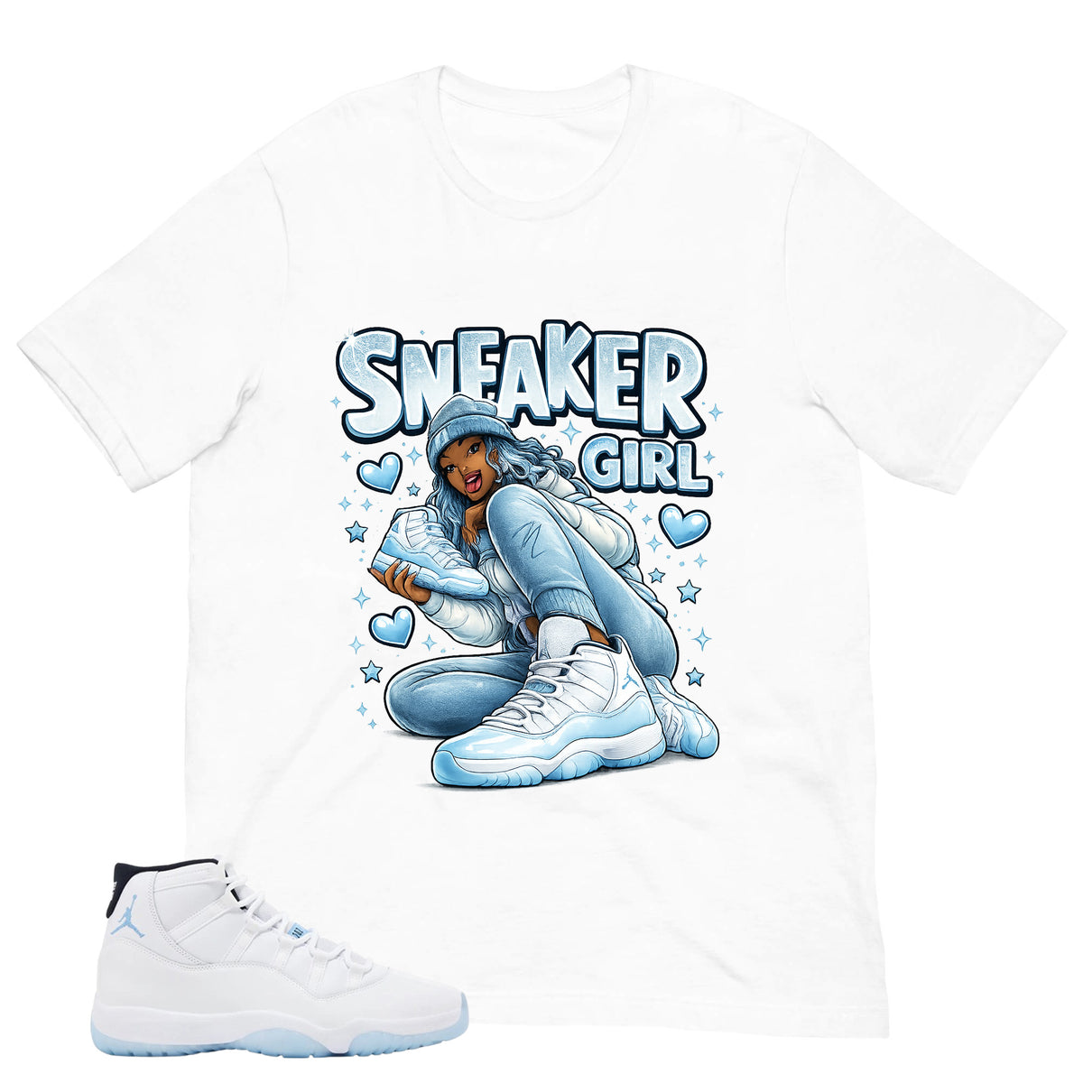 Graphic Tee Sneaker Girl Shirt - to Matching Air Jordan 11 Legend Blue | Zadago