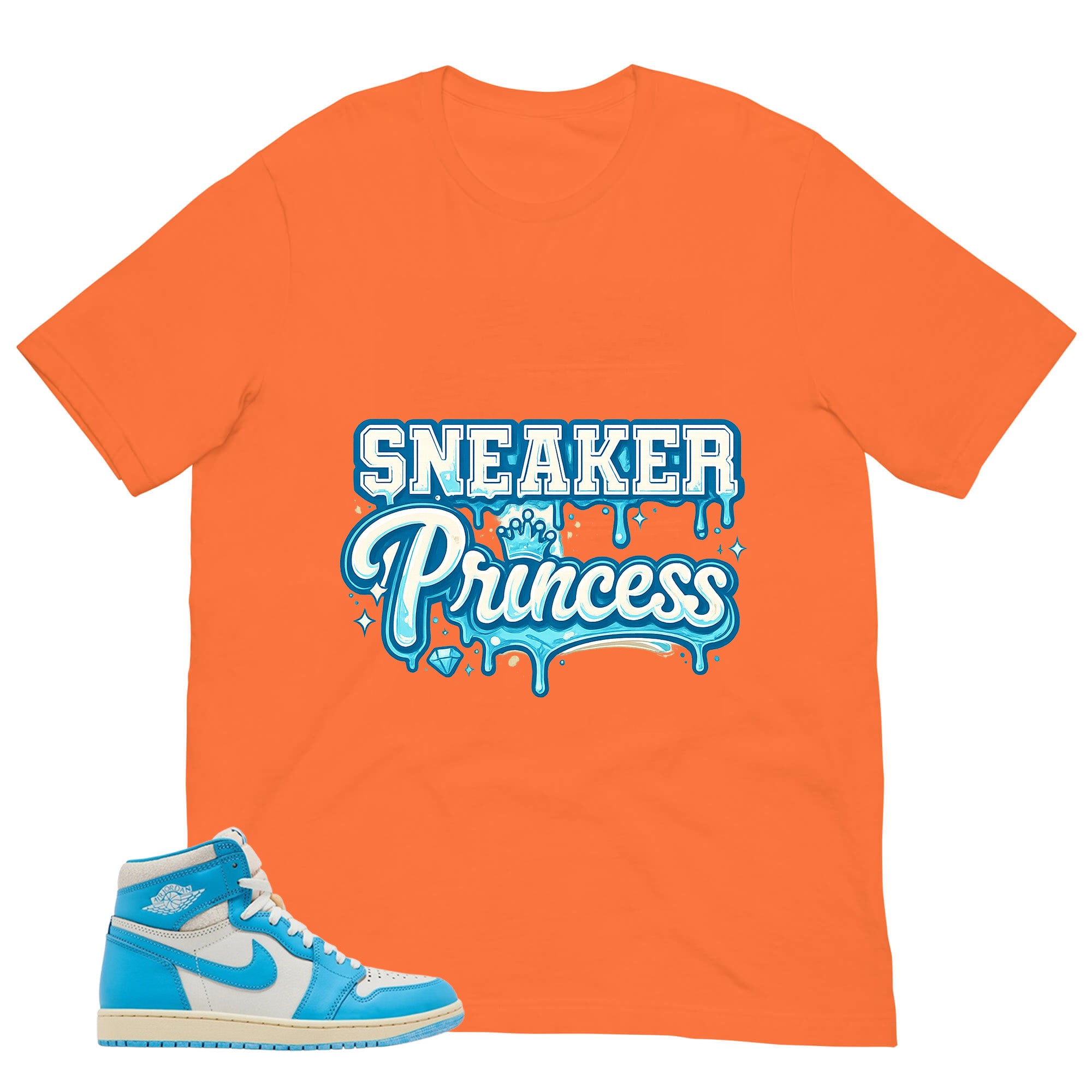 Graphic Tee Sneaker Princess Shirt - to Matching Air Jordan 1 UNC Reimagined | Zadago