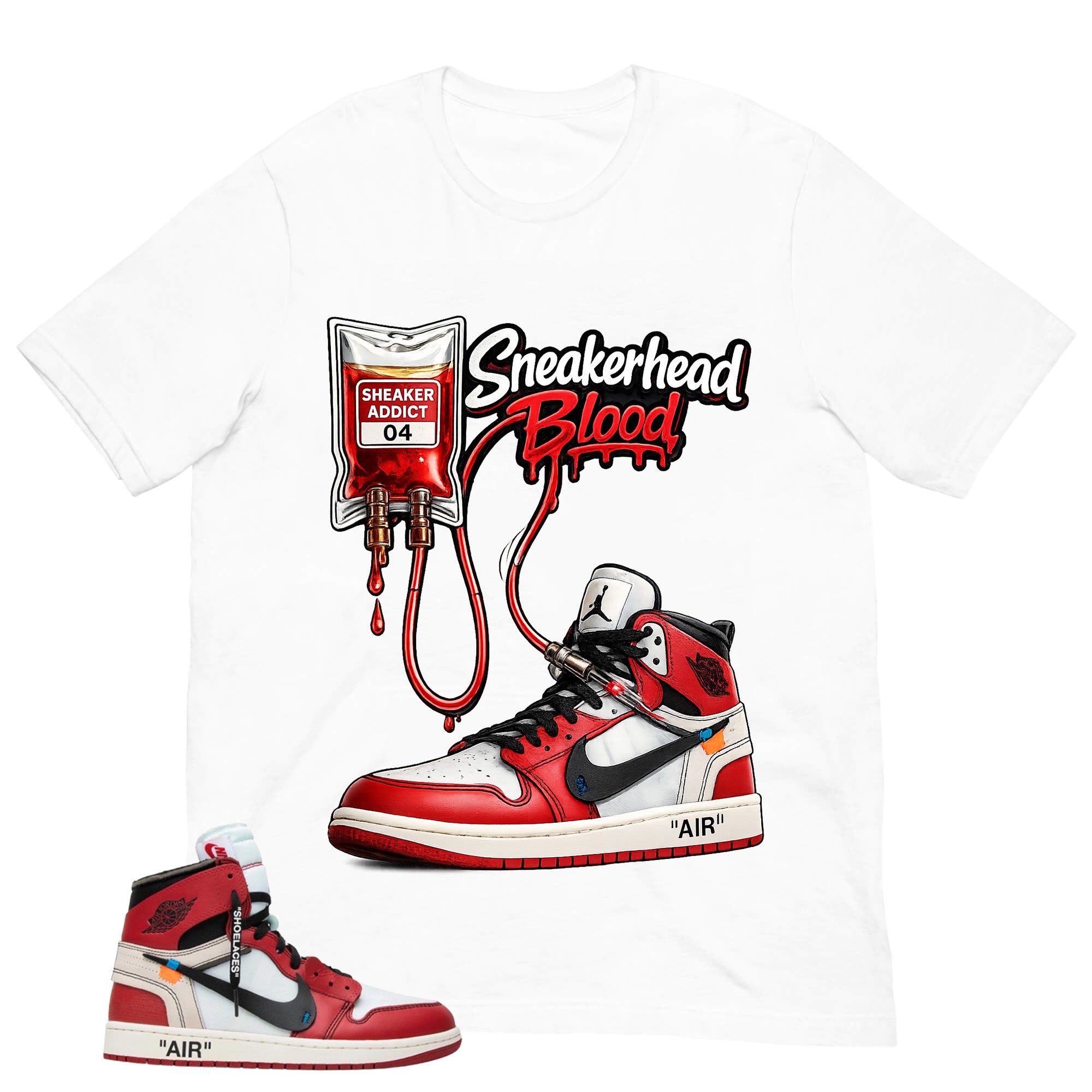 Graphic Tee Sneakerhead Shirt | Matching  Off-White x Air Jordan 1 Chicago | Zadago