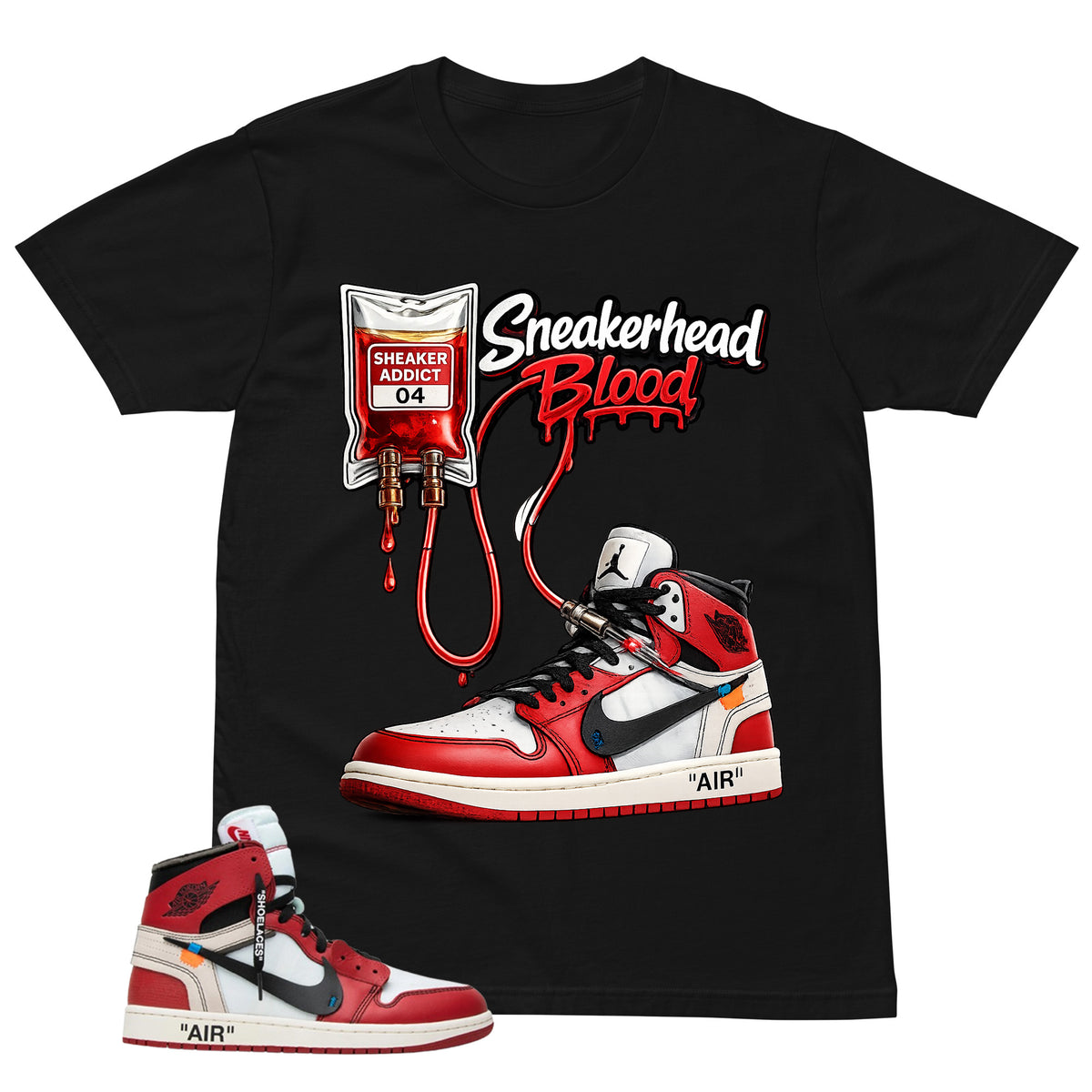 Graphic Tee Sneakerhead Shirt | Matching  Off-White x Air Jordan 1 Chicago | Zadago