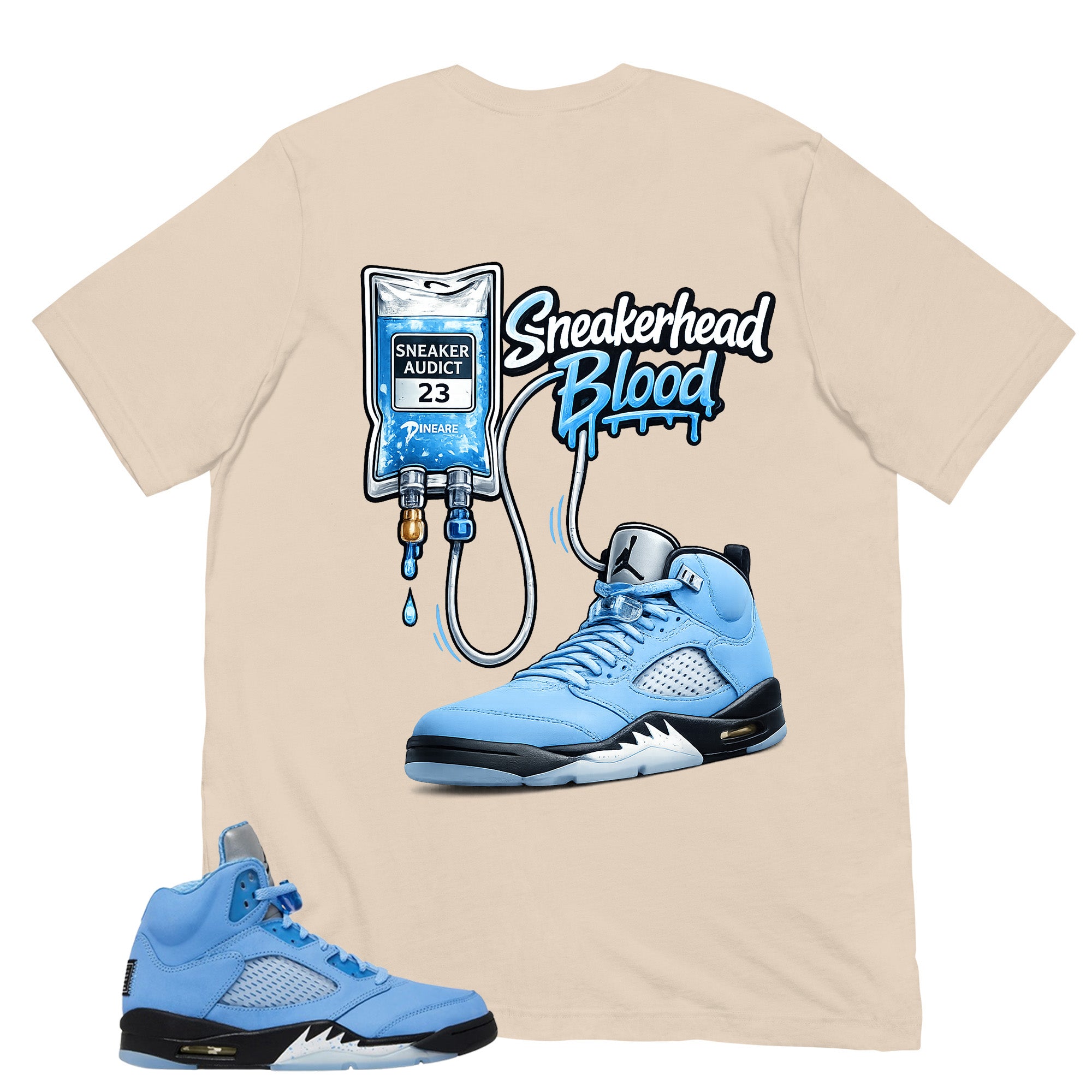 Graphic Tee Sneakerhead Shirt - to Matching Air Jordan 5 UNC | Zadago