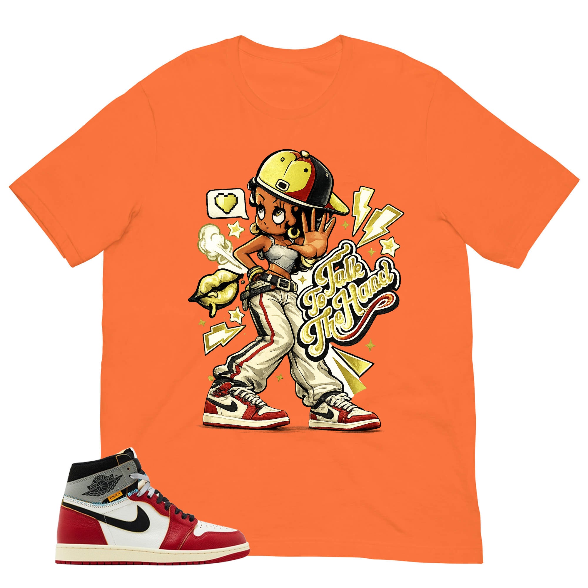 Graphic Tee Talk To The Hand | Matching Jordan 1 Union LA Chicago Shadow | Zadago