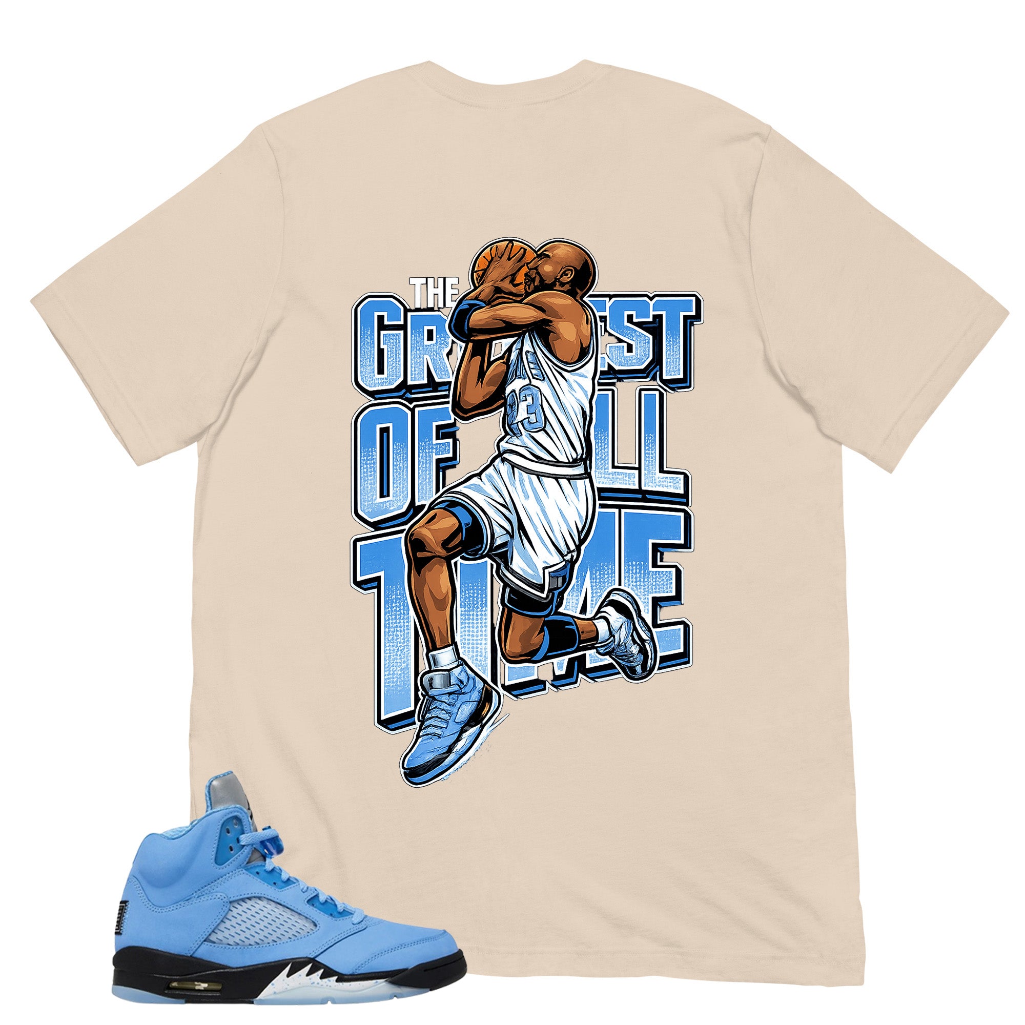 Graphic Tee The Greatest Of All Time Shirt - to Matching Air Jordan 5 UNC | Zadago