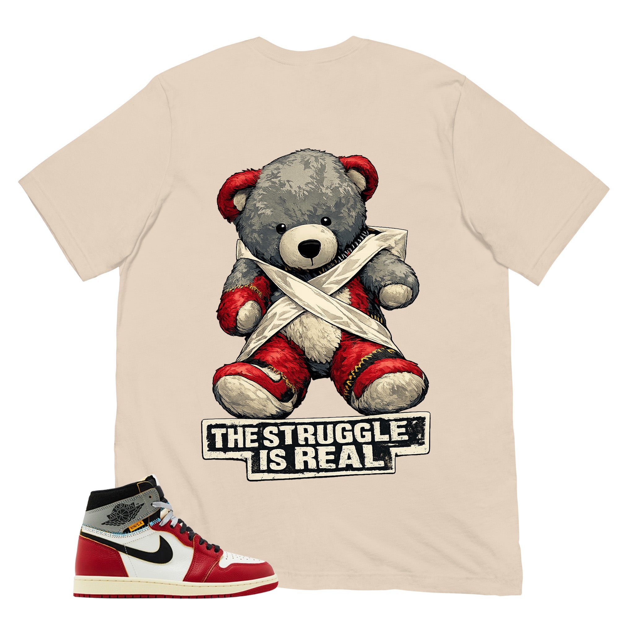 Graphic Tee The Struggle Is Real | Matching Jordan 1 Union LA Chicago Shadow | Zadago