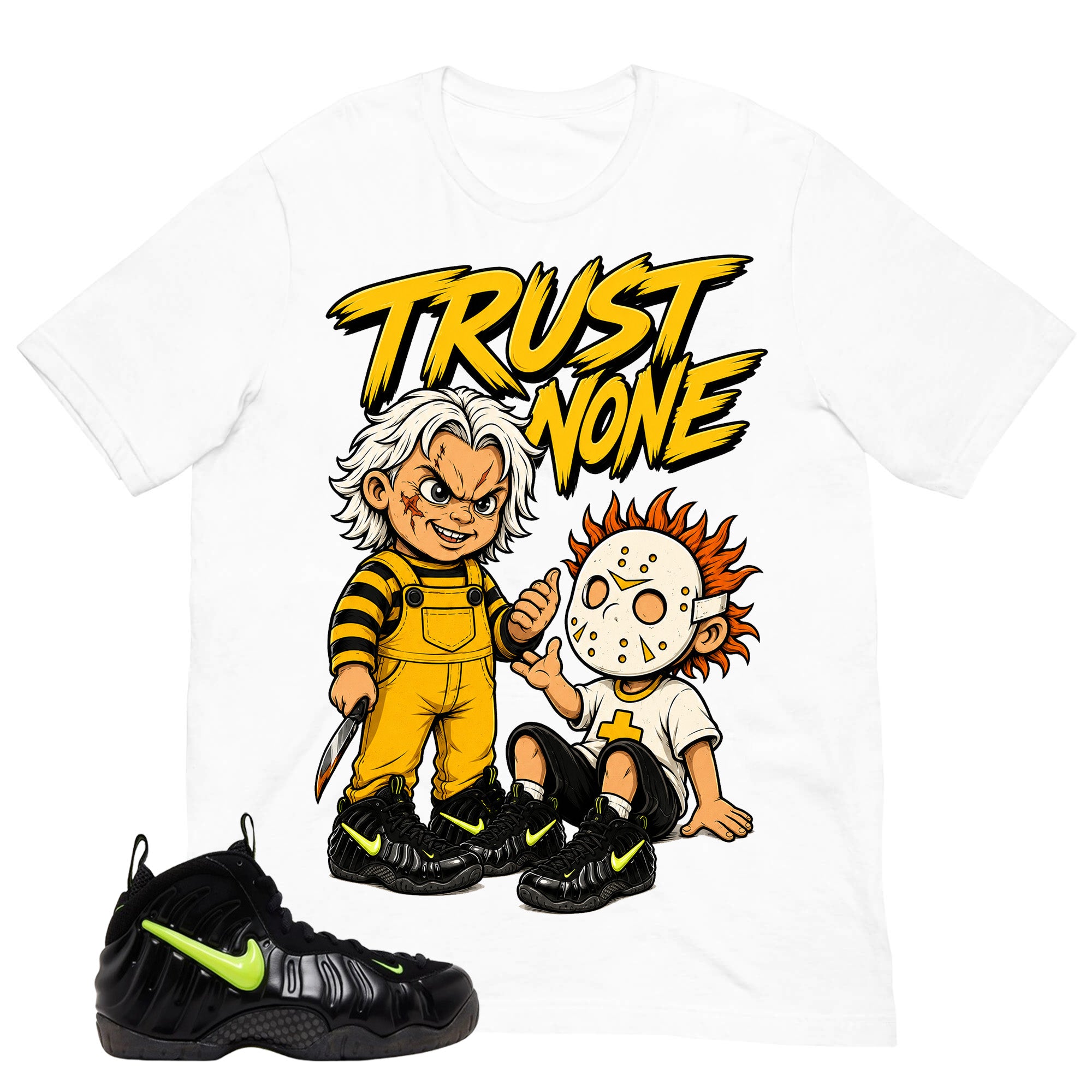 Graphic Tee to Match Air Foamposite Pro Voltage | Trust None Shirt | Zadago