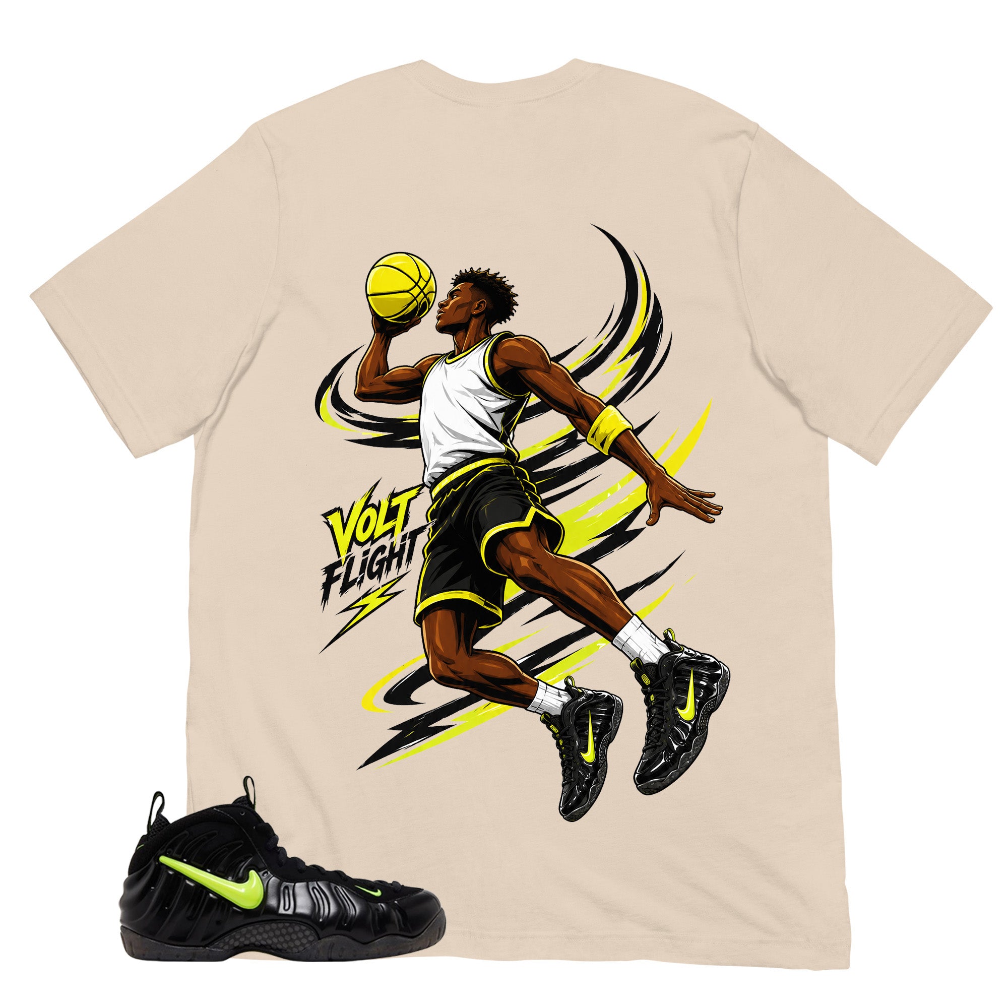 Graphic Tee to Match Air Foamposite Pro Voltage | Volt Flight Shirt | Zadago
