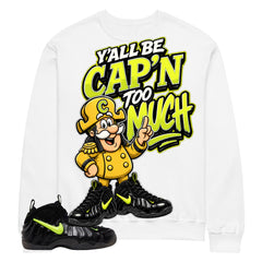 Graphic Tee to Match Air Foamposite Pro Voltage | Y'all Be Cap'n Too Much Shirt | Zadago